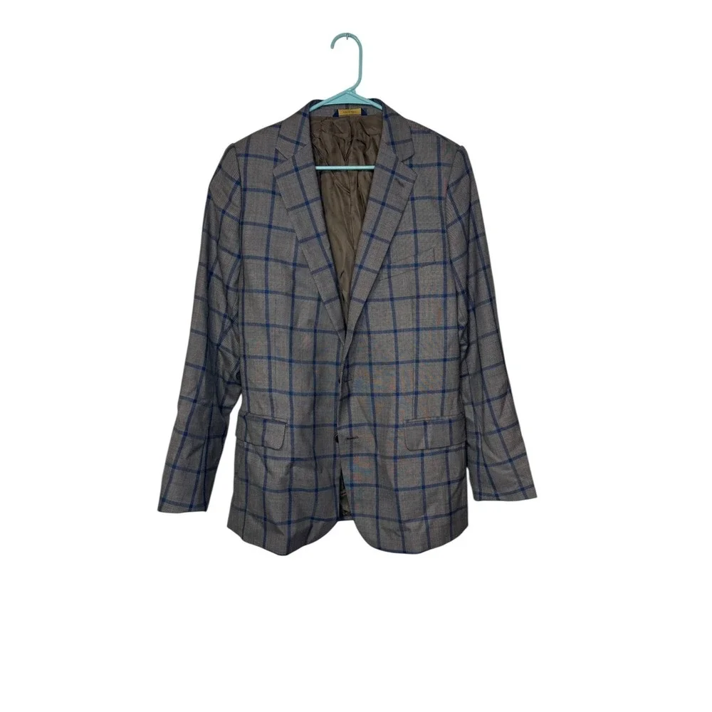 Brooks Brothers Mens Coat Plaid Double Vent 2-Button Lined Windowpane Blazer 36R